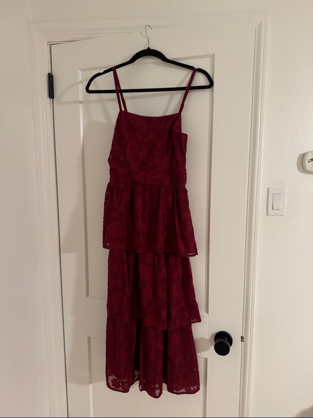 Lulus Burgundy Tiered Lace Maxi Dress